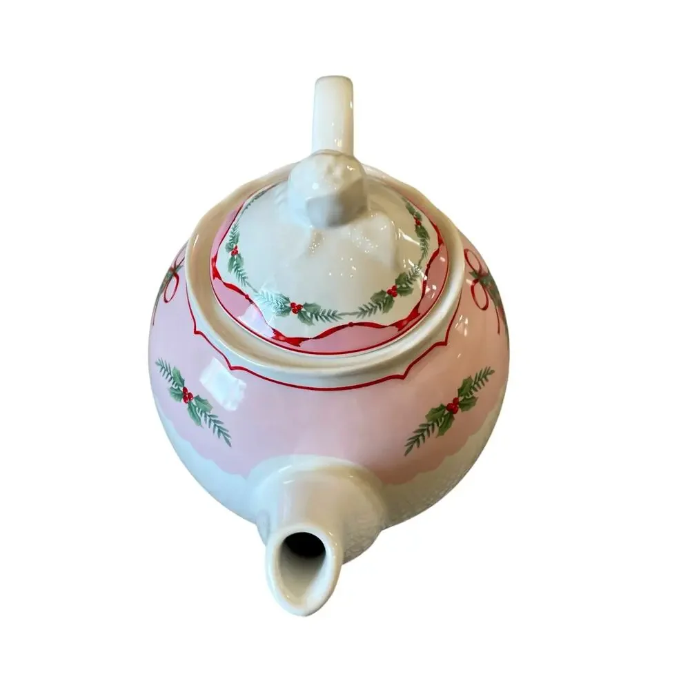 PINKMAS Pink Bows Christmas Tree Teapot 7 x 10